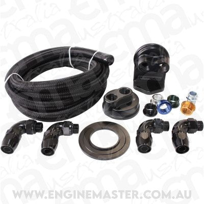 Aeroflow AF64-2042 Billet Oil Filter Remote Mountkit Single Filter Kit -10 Hoseaf64-2042