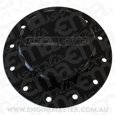 Aeroflow AF85-2002BLK Billet Alloy Fuel Cell Screw On Cap Black Gaskets Bolts
