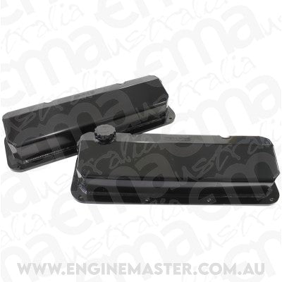 Aeroflow AF77-5001BLK-12 Fabricated Valve Covers Black Suit Ford 302-351C -12Or
