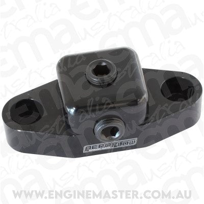 Aeroflow AF64-2189BLK GM LS Oil Port Adapter Allows Twin Turb Singl Turb & Gauge