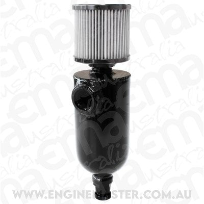 Aeroflow AF77-1028BLK Universalersal Breather Tank -12ORB6.5x3.5" S/S Billet Breather
