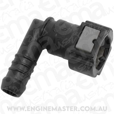 Aeroflow AF49-7012 PUSH ON 3/8" EFI FITTING TO 3/8" / 9.65MM BARB 90 DEGREE