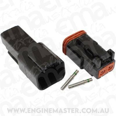 Aeroflow AF49-9002 Weathertight 2 Pin Connector Kit Deutsch Dt Style Black