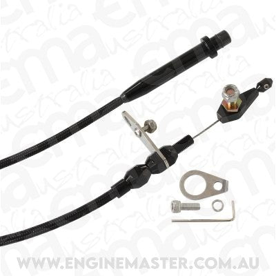 Kickdown Cable With Black Stainless Steel Cover & Black Ends (Suit GM TH350 Transmission)