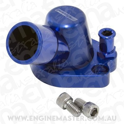 Aeroflow AF64-2091 253 308 Holden Thermostat Housing Blue W/Heater Swivel
