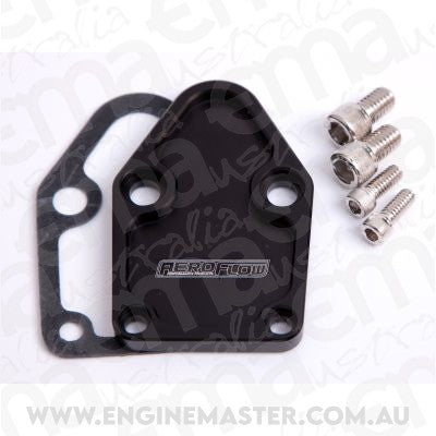 Aeroflow Performance Products AF64-2028BLK Billet Fuel Pump Block Off Plate Black suits SBC