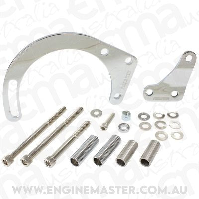Aeroflow AF64-4010 Low Mount Alt Bracket Chrome S/B Chev with Long Water Pump