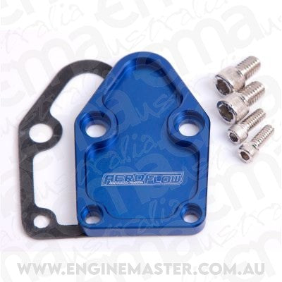 Aeroflow Performance Products AF64-2028 Billet Fuel Pump Block Off Plate Blue suits SBC