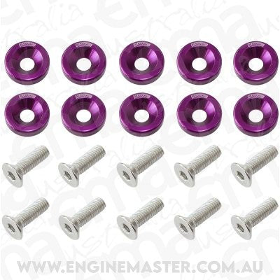 Aeroflow Performance Products AF64-4365PUR Billet Dress Up / Fender Bolt (10 Pack) M6 x 1.00mm UHL 20mm