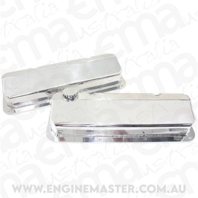 Ford Small Block Cleveland 302-351C.I.D. V8 Fabricated Valve Covers Polished Suit 302-351C Aeroflow Performance Products AF77-5001-12