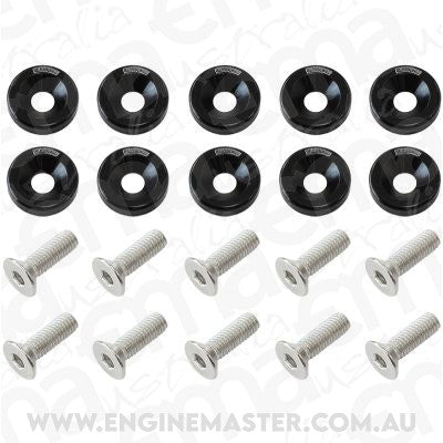 Aeroflow Performance Products AF64-4365BLK Billet Dress Up / Fender Bolt (10 Pack) M6 x 1.00mm UHL 20mm