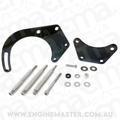 Aeroflow AF64-4016BLK Low Mount Alt Bracket Black B/B Chev with Long Water Pump
