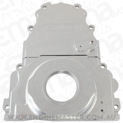 Aeroflow AF64-4361S Holden / Chev LS Billet 2 Piece Timing Cover Silver Anodised