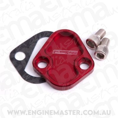Aeroflow AF64-2027R Billet Fuel Pump Block Off Red Chry BBC SBF BBF