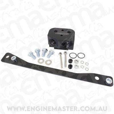 Holden VT-VX-VY & VZ Commodore with LS series engine Oil Cooler Adapter -8ORB Front Sump Vt Vx Vy Aeroflow Performance Products AF64-2114BLK