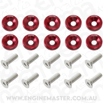 Aeroflow AF64-4365R Billet Dress Up / Fender Bolt (10 Pack) M6 x 1.00mm UHL 20mm