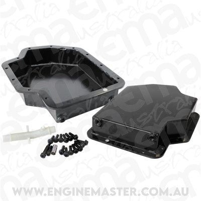 Aeroflow AF72-3001BLK Th400 3" Deep Fabricated Transmission Pan Inc Filter Extensi