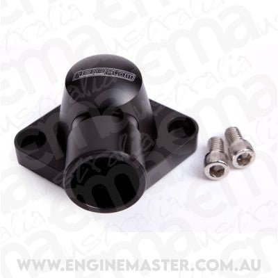Aeroflow AF64-2034BLK Billet Thermostat Housing Black Swivel SBC BBC