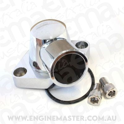 Aeroflow AF64-2034C Billet Thermostat Housing Chrome Swivel SBC BBC
