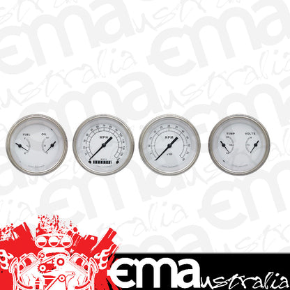 Classic Instruments CW05SLF Classic White - 4 Gauge Set 3-3/8" Speedo, Tacho & 2x Dual