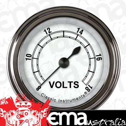 Classic Instruments CW130SLF Classic White - Volt Gauge Full Sweep 2-1/8"