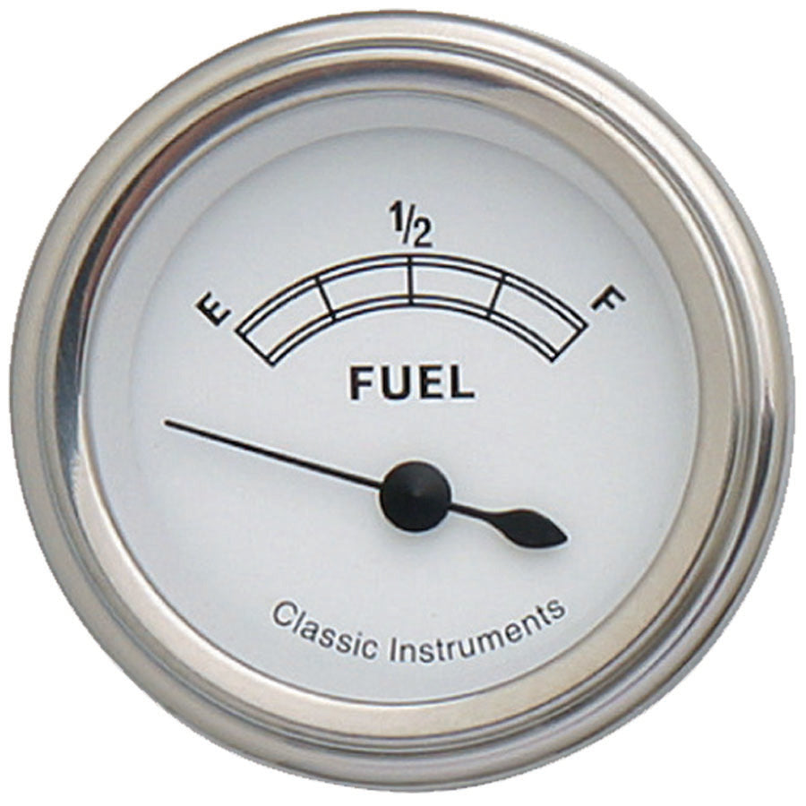 Classic Instruments CW14SLF Classic White - Fuel Gauge 0-30 OHM 2-1/8"
