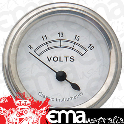Classic Instruments CW30SLF White - Volt Gauge 2-1/8"