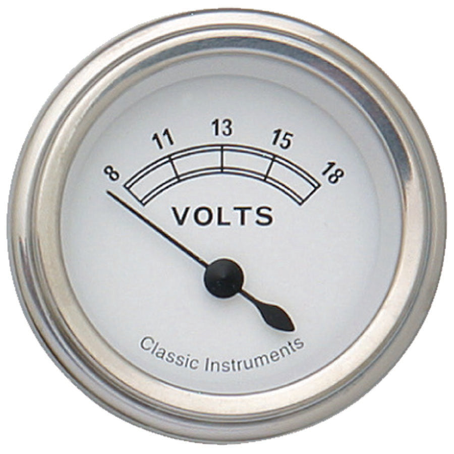 Classic Instruments CW30SLF Classic White - Volt Gauge 2-1/8"
