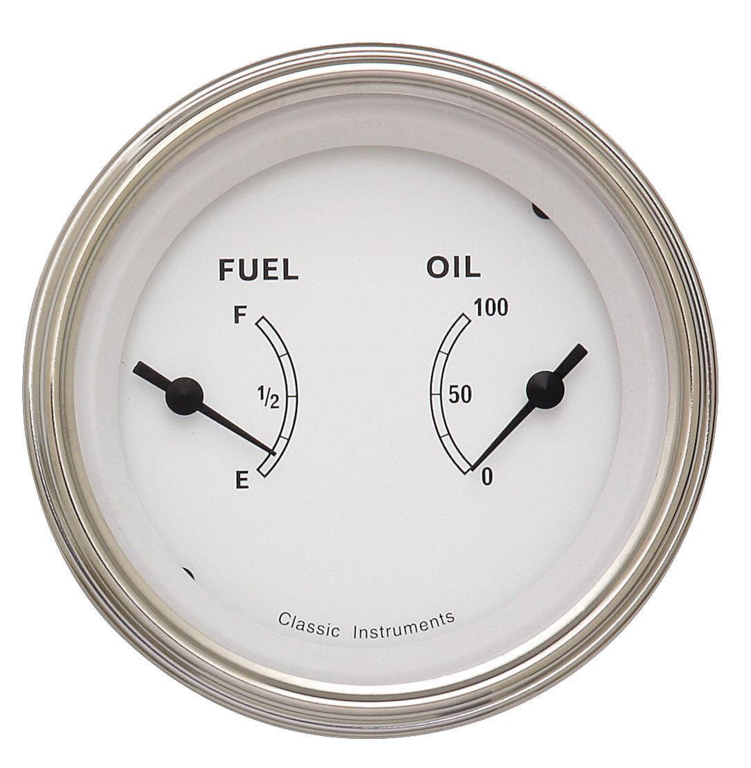 Classic Instruments CW72SLF Classic White - Dual Gauge Oil & Fuel (240-33 OHM)