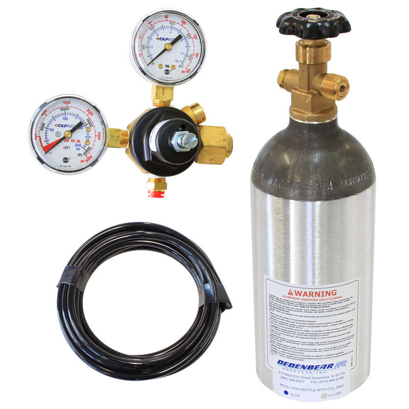 Dedenbear DE-AB25K Dedenbear Co-2 Bottle Kit Inc. 2.5 Lb. Bottle Valve Regulator Tubing