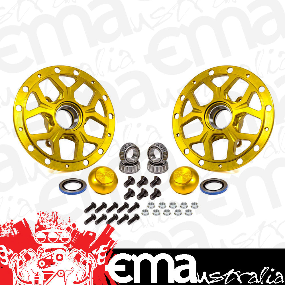 DMI DMI-SRC1971G Front Wheel Hubs Black Widow Style - Gold Anodize Finish suit src-2000 Spindles