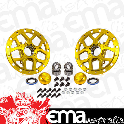 DMI DMI-SRC1971G Front Wheel Hubs Black Widow Style - Gold Anodize Finish suit src-2000 Spindles