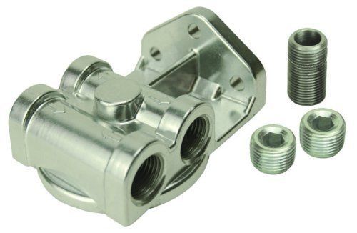 Derale DP1045 Single Remote Oil Filter Mount 1/2" NPT In/Out 3/4"-16 Filter