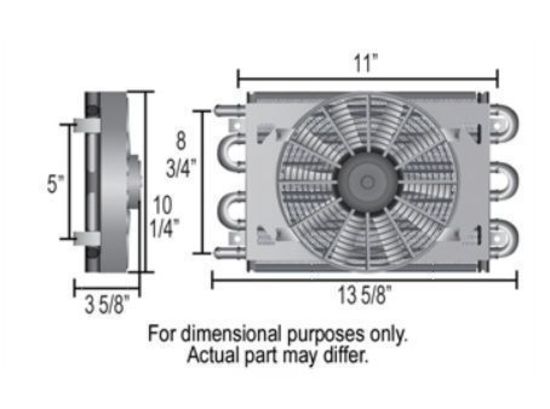 Derale DP12732 Dyno-Cool 8 Pass Fluid Cooler 10.25"H X 13.625"L X 3.625"W Fan 8"