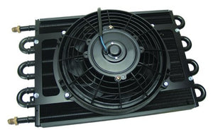 Derale DP12733 Dyno-Cool 8 Pass Remote Mount Cooler w/ Fan -6An Inlets. 17-1/2" L X 10-1/4" H X 3-3/4" W
