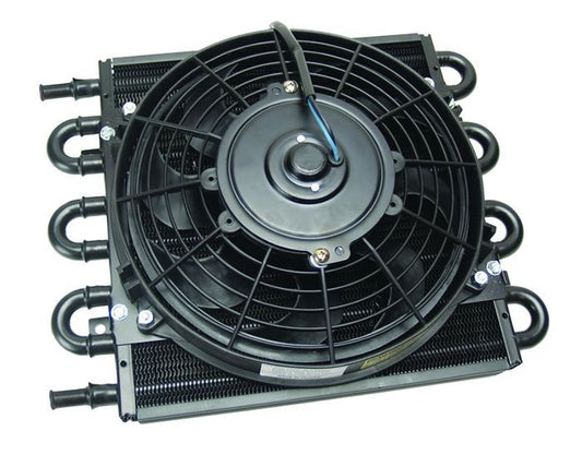 Derale DP12742 Dyno-Cool 8 Pass Fluid Cooler ,10.25"H X13.625"L X3.625"W Fan 10"