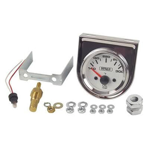 Derale DP13009 Lighted Black On White 2-1/16" Electric Oil Temp Gauge 140-300¶ø F