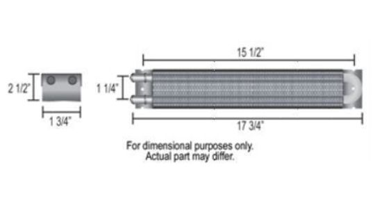Derale 13221 2 Pass 17" Series 7000 Copper/Aluminum Frame Rail Cooler, -6AN