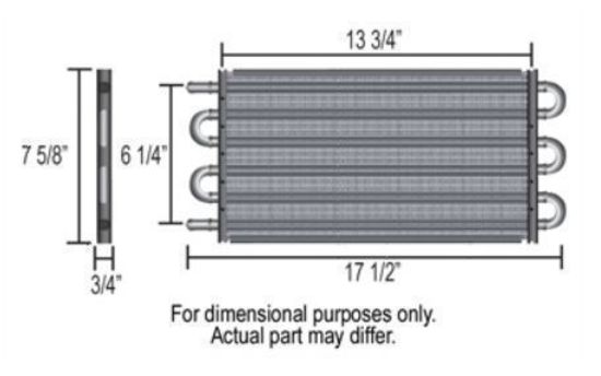 Derale DP13313 7000 Series Transmission Cooler -6An 17-1/2"L X 7-5/8"H X 3/4"W