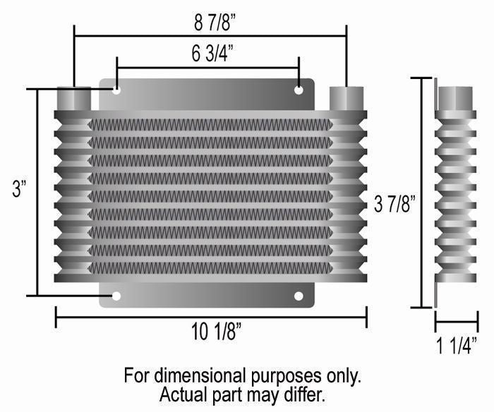 Derale DP13611 9000 Transmission Cooler , 1/2" NPT 10.125"L X 3.875"H X 1.25"T