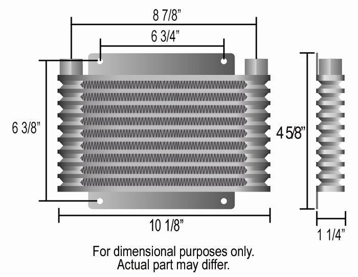 Derale DP13612 9000 Transmission Cooler , 1/2" NPT 10.125"L X 6.375"H X 1.25"T