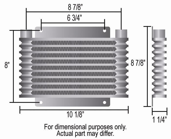 Derale DP13613 9000 Transmission Cooler , 1/2" NPT 10.125"L X 8.875"H X 1.25"T