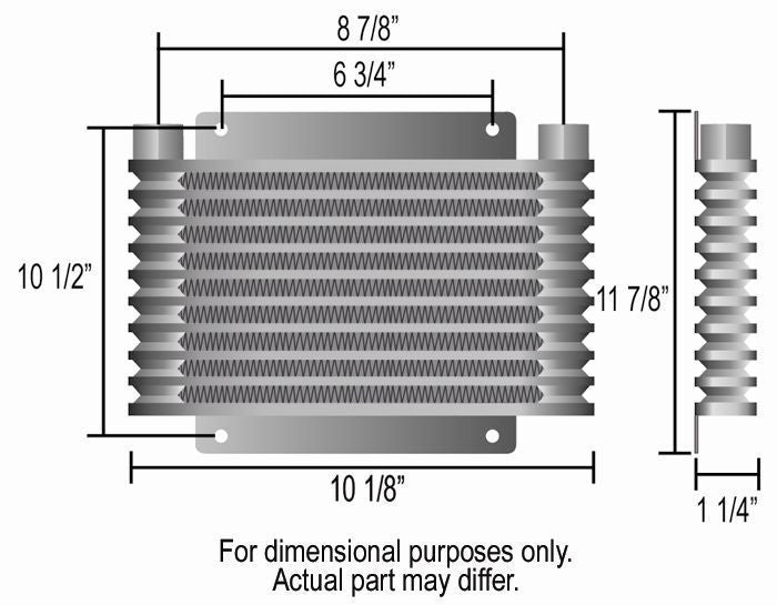 Derale DP13614 9000 Transmission Cooler , 1/2" NPT 10.125"L X 11.875"H X 1.25"T