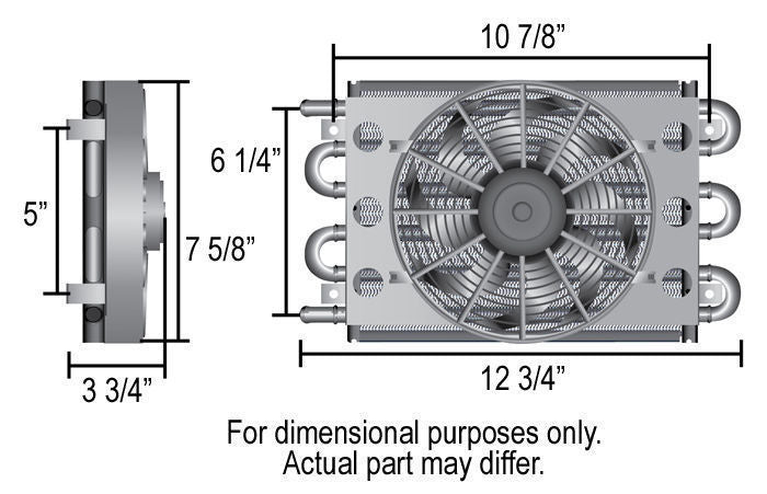 Derale DP13730 6 Pass Econo-Cool Fluid Cooler 13730, 12-3/4"X 7-5/8"X 3-3/4" Fan 7"