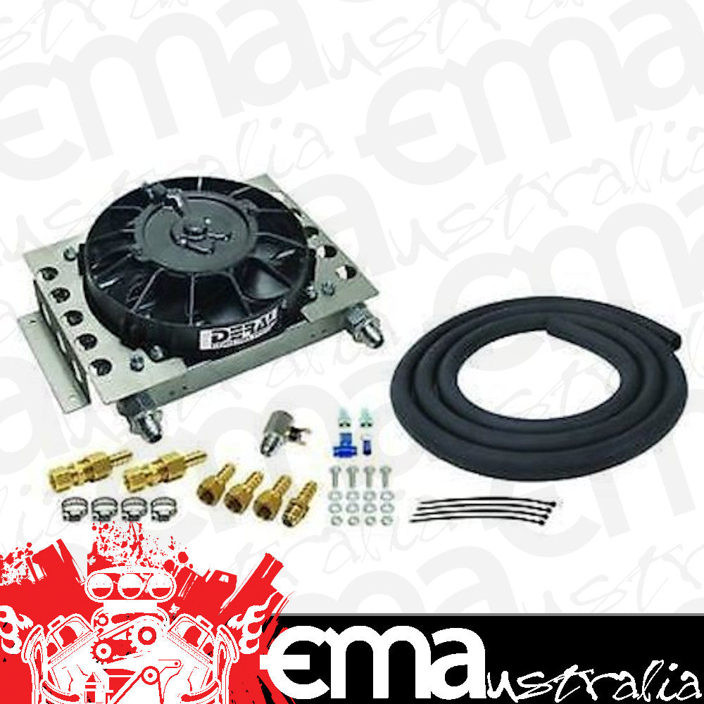 Derale 13950 15 Row Atomic Cool Plate & Fin Remote Transmission Cooler Kit, -6AN