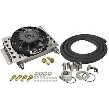 Derale 15450 15 Row Atomic Cool Plate & Fin Remote Engine Oil Cooler Kit, -8AN