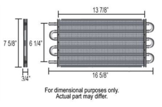 Derale DP15551 Tube & Fin Engine Oil Cooler Kit 16-5/8"L X 7-5/8"H X 3/4"W