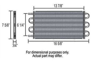 Derale DP15551 Tube & Fin Engine Oil Cooler Kit 16-5/8"L X 7-5/8"H X 3/4"W