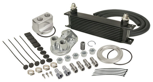 Derale DP15651 Stacked Plate 10 Row Engine Oil Cooler Kit 13"L X 4-9/16"H X 2"W