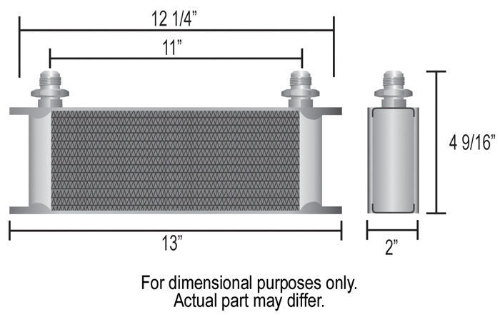 Derale DP15651 Stacked Plate 10 Row Engine Oil Cooler Kit 13"L X 4-9/16"H X 2"W